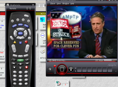 picture of john stewart on my pc in a slingbox window